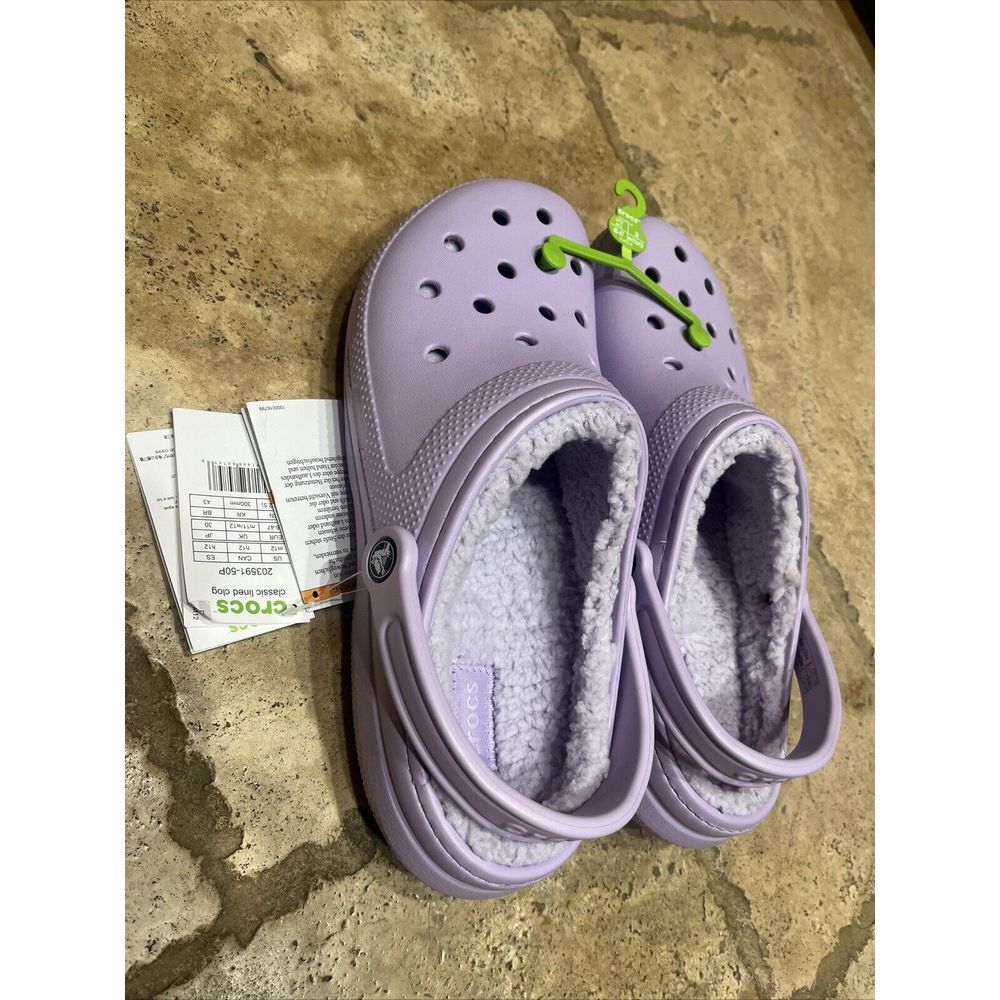 New CROCS Mens 12 CLASSIC LINED CLOG 203591-50P LAVENDER UNISEX - Picture 2 of 4